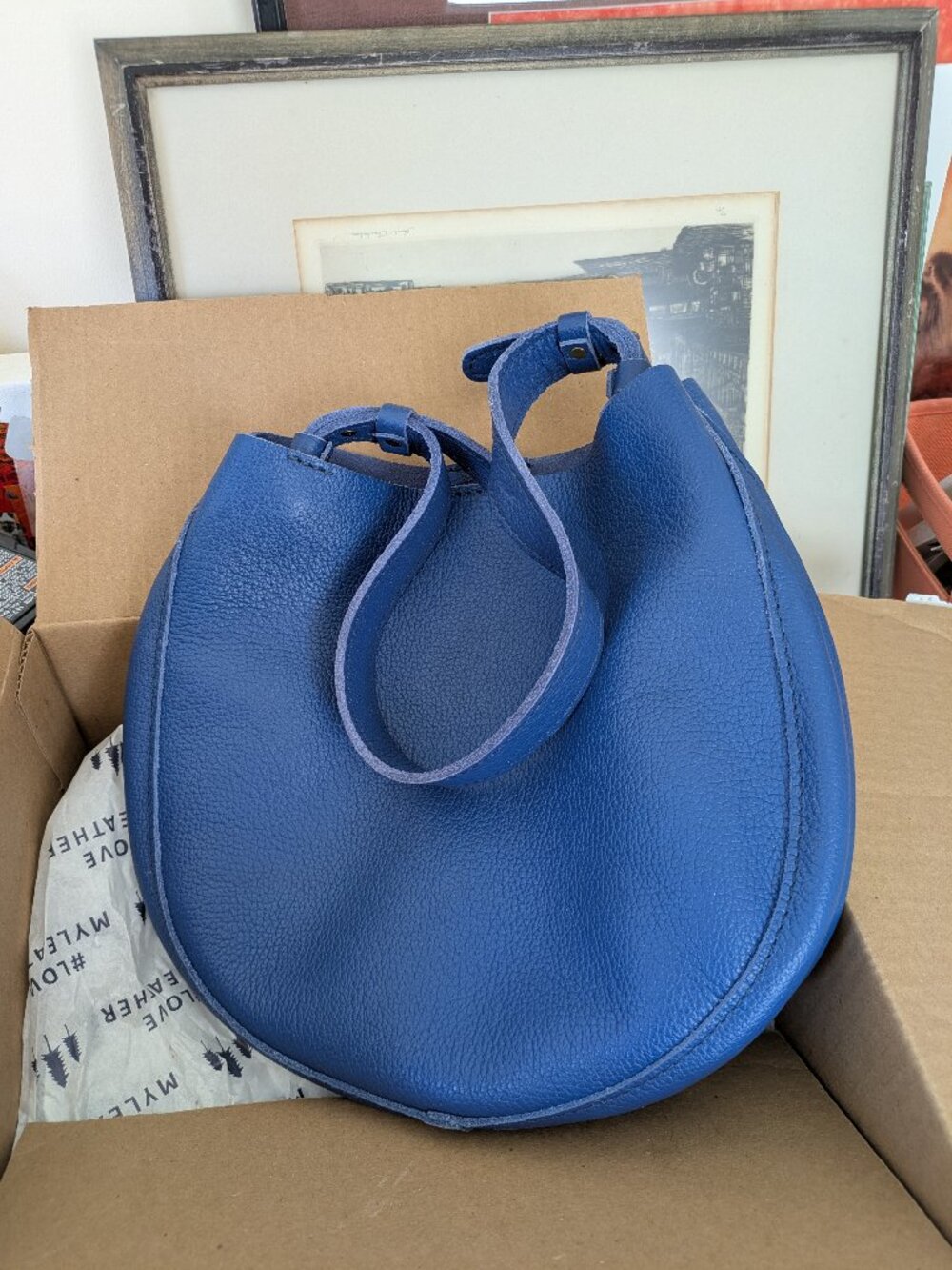 Portland Leather Medium Olivia in Molino Blue.